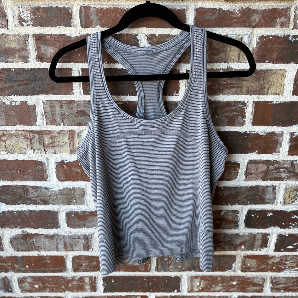lululemon Swiftly Tech Racerback Tank Top  Size 10 Gray Black Stripe
